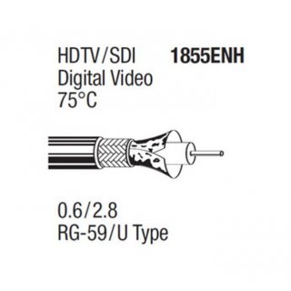 1855ENH  HD Videokabel RG59/U  halogenfrei  100 Meter für HD-SDI , TVI , AHD , 960H , Analog